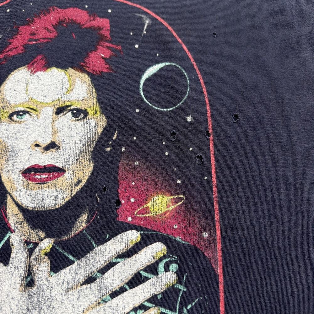 David Bowie T-Shirts Bundle Of 2 Womens Large Black Blue Distressed Casual Rock - Picture 10 of 12